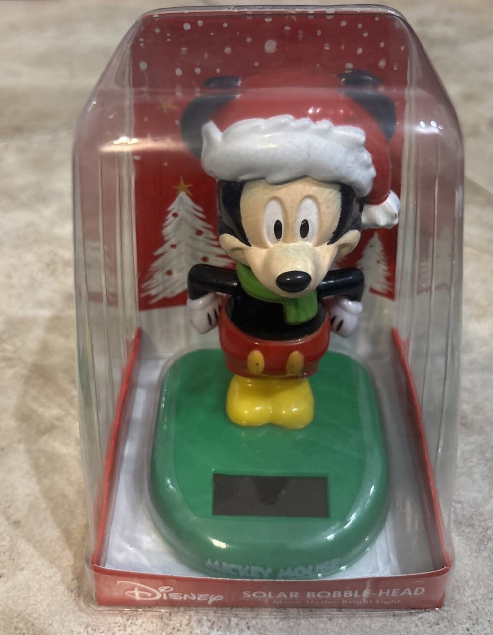 Disney Mickey Mouse Christmas Solar Bobble Head NIB